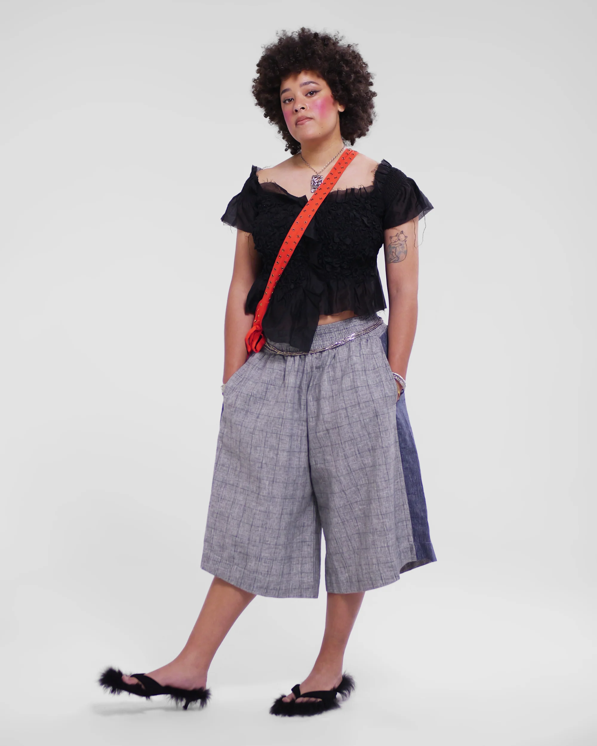 Hiro Shorts in Grey Plaid - Image 10