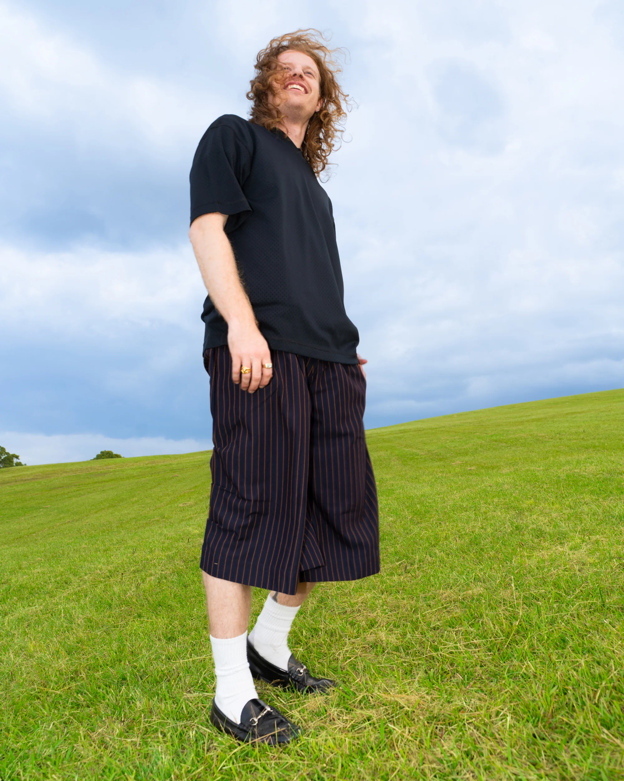Kenji Shorts in Navy Pinstripe - Image 11