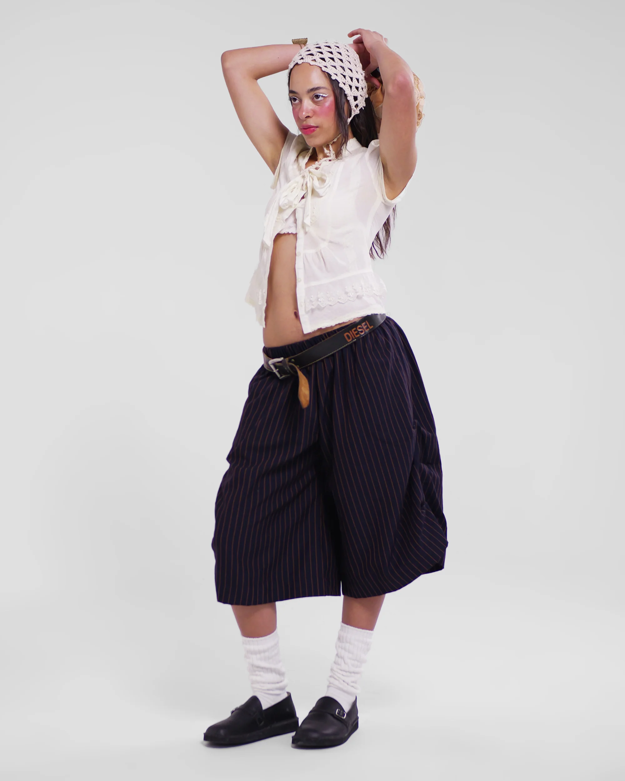 Kenji Shorts in Navy Pinstripe - Image 5