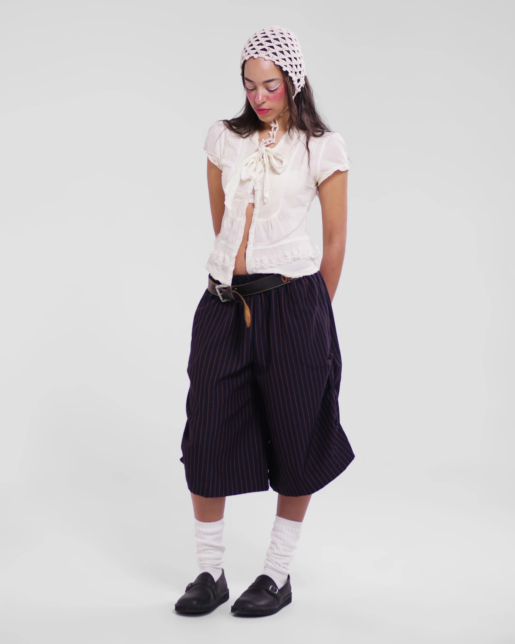 Kenji Shorts in Navy Pinstripe - Image 8