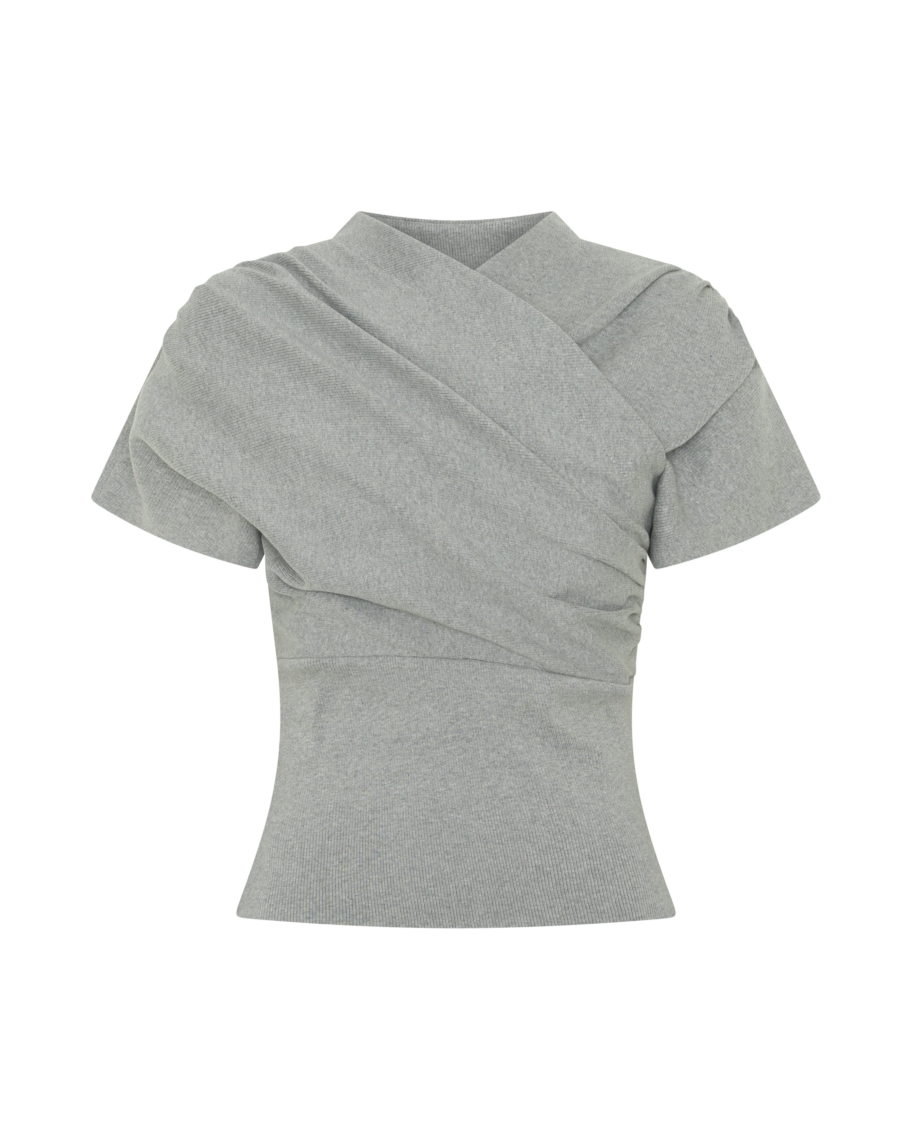 Kimono Ribbed Top in Grey Marle - Image 13
